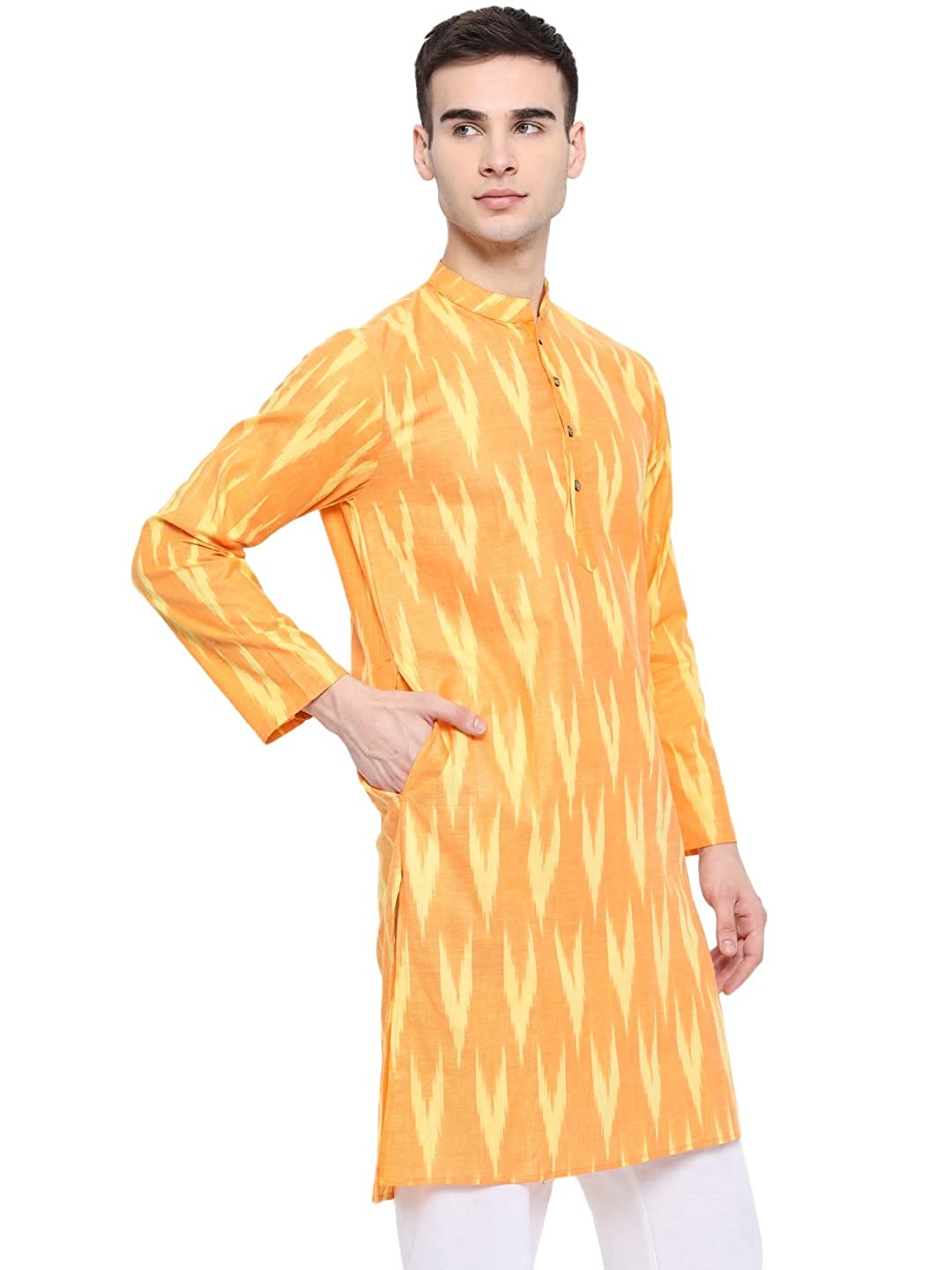 Kurta For Men South Cotton Khadi Look in Mix Ikkat Patterns Kurta