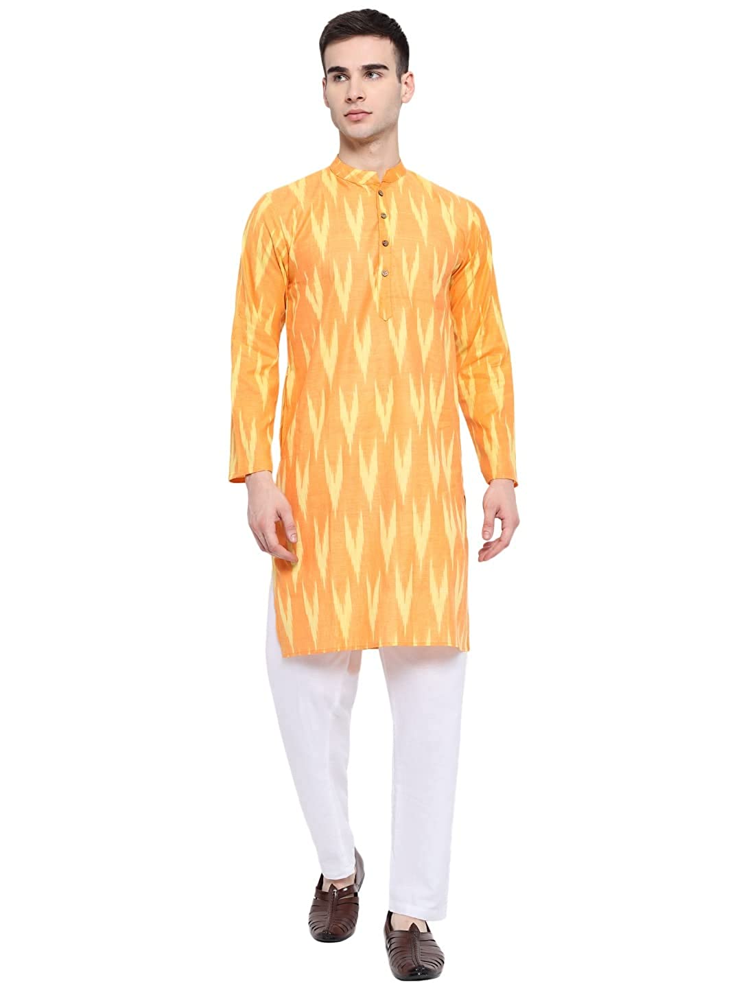 Kurta For Men South Cotton Khadi Look in Mix Ikkat Patterns Kurta