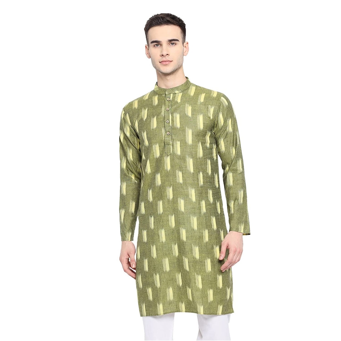 Kurta For Men South Cotton Khadi Look in Mix Ikkat Patterns Kurta