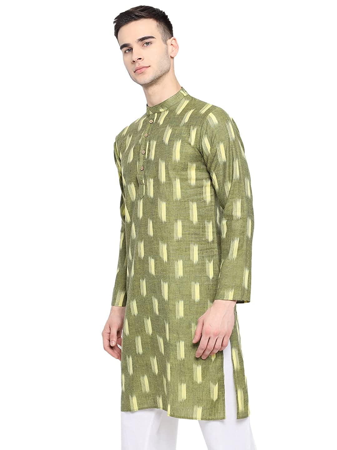 Kurta For Men South Cotton Khadi Look in Mix Ikkat Patterns Kurta