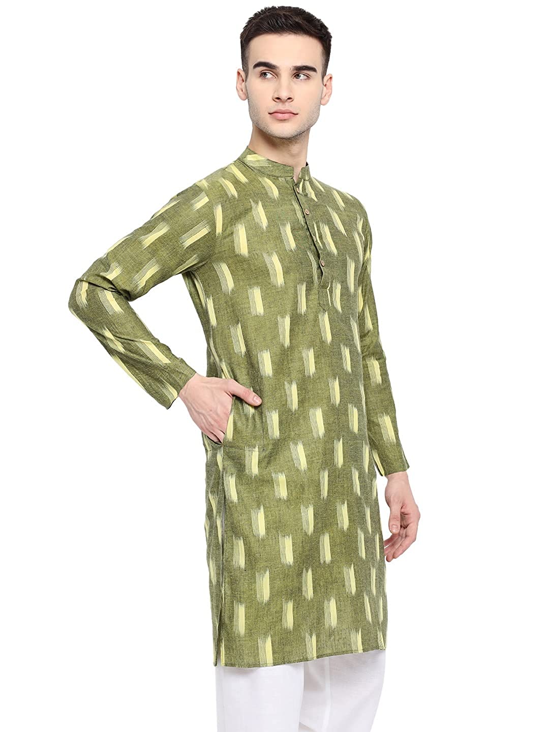 Kurta For Men South Cotton Khadi Look in Mix Ikkat Patterns Kurta