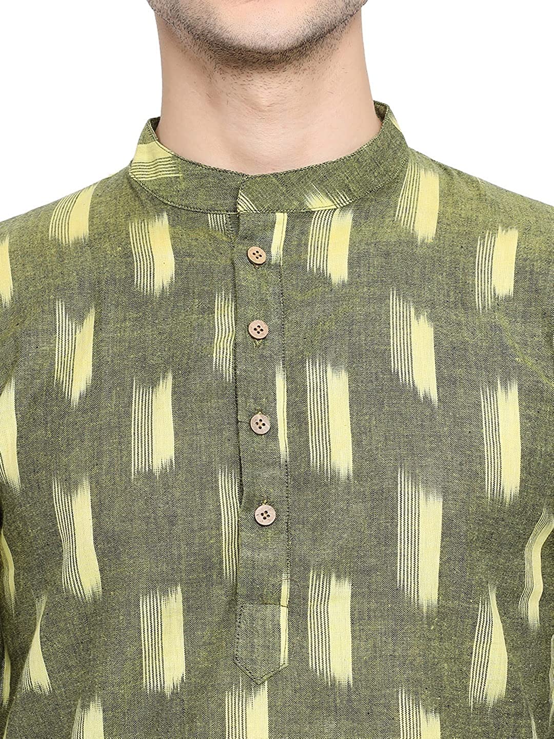 Kurta For Men South Cotton Khadi Look in Mix Ikkat Patterns Kurta