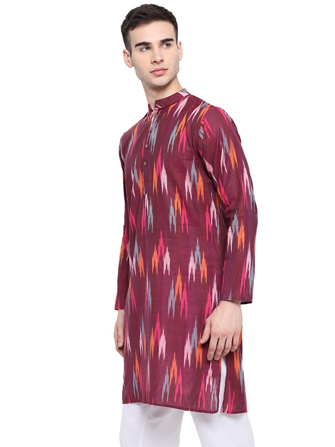 Kurta For Men South Cotton Khadi Look in Mix Ikkat Patterns Kurta