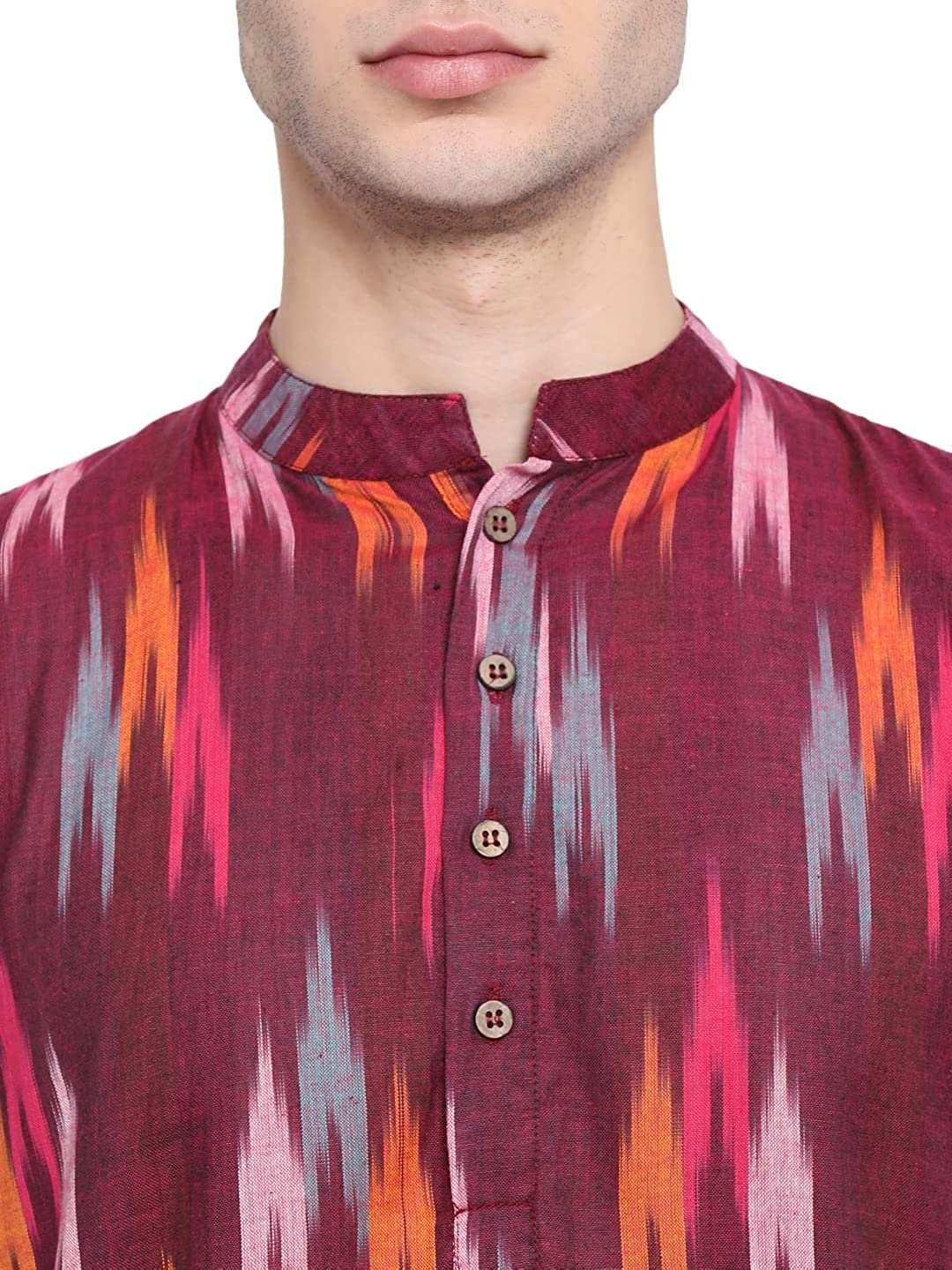 Kurta For Men South Cotton Khadi Look in Mix Ikkat Patterns Kurta