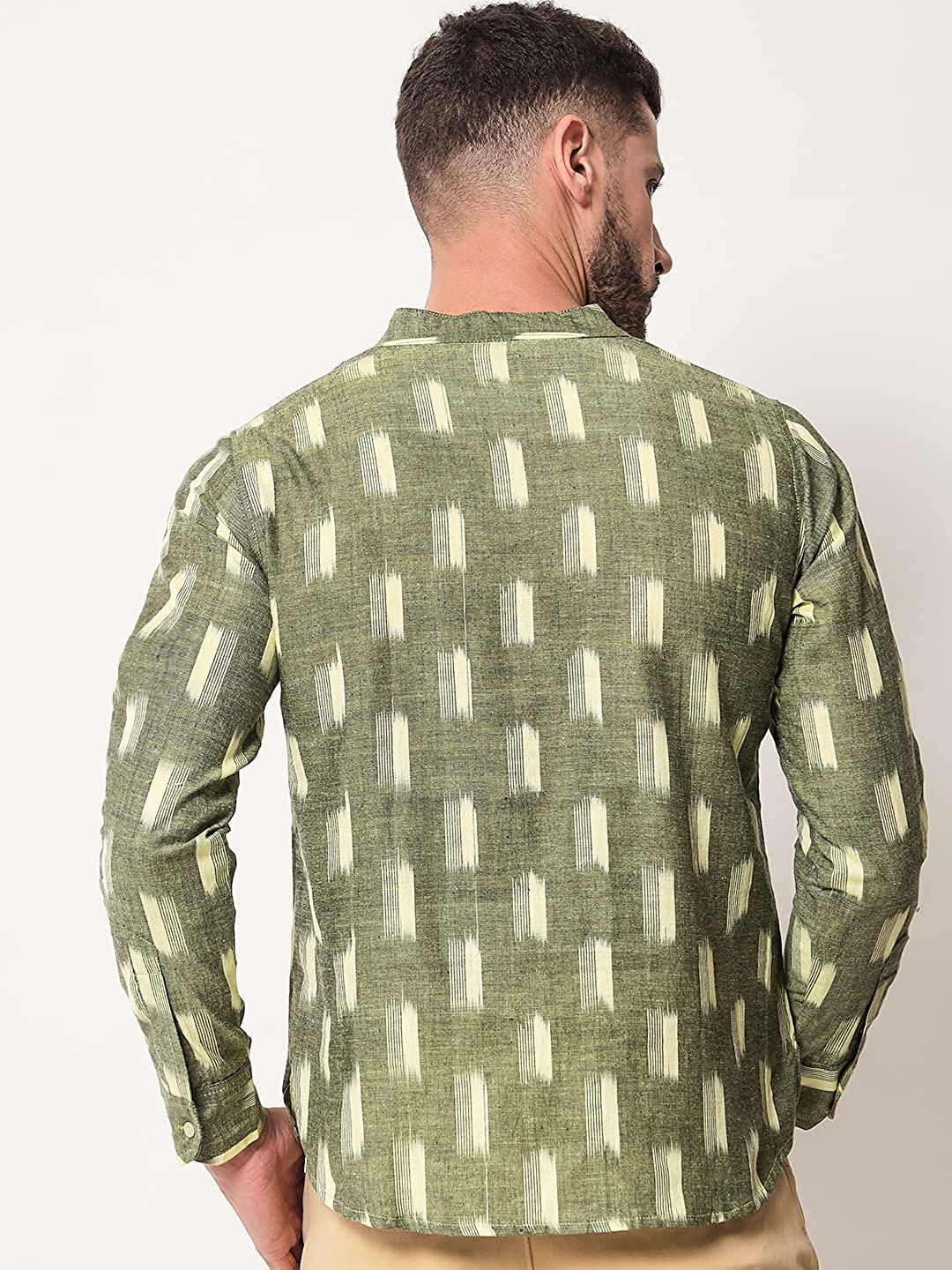 Vastraa Fusion Short Kurta For Men Mix Ikat Pattern Look In Short Kurta