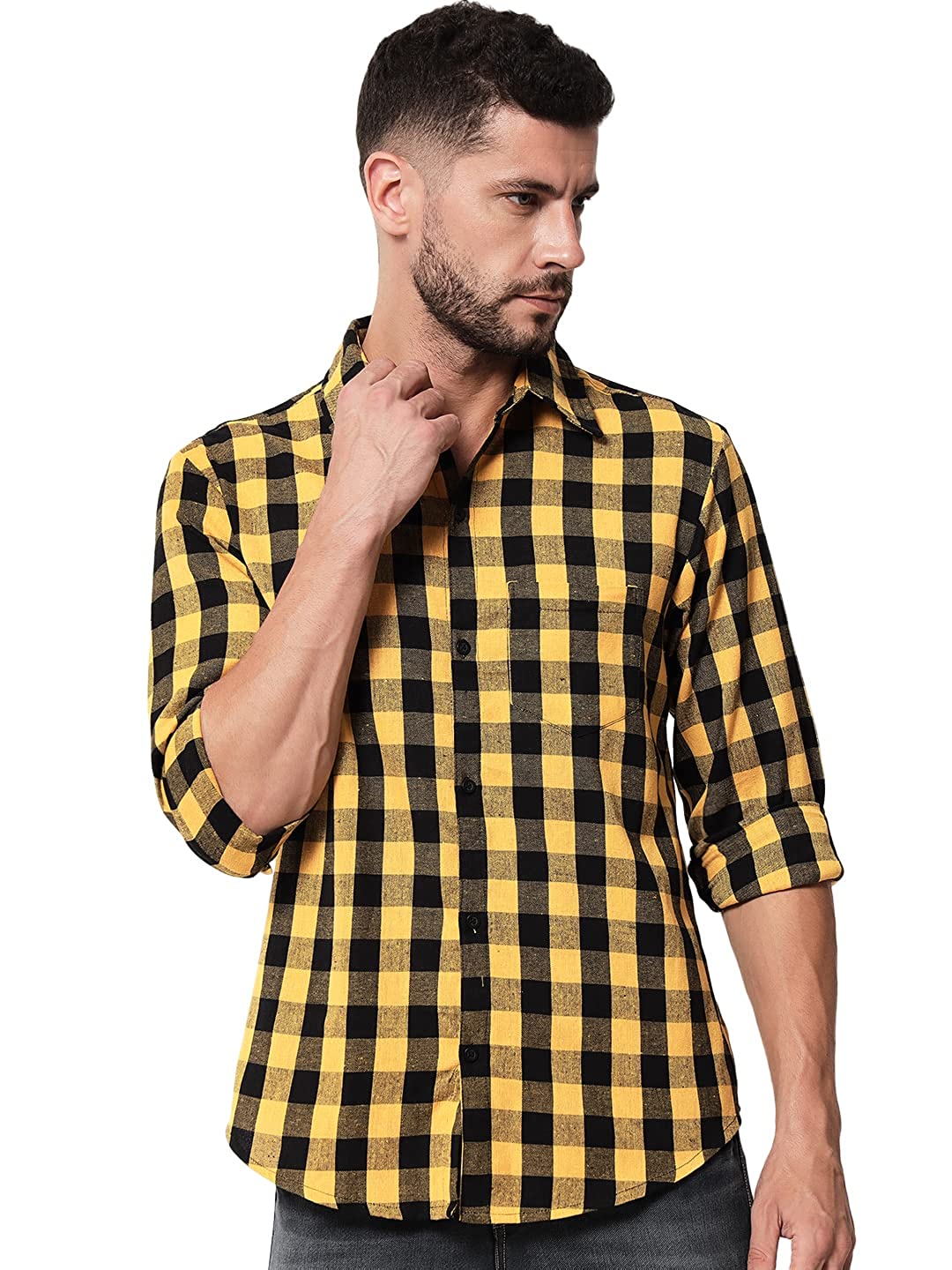 Vastraa Fusion Men's Cotton Checkered Shirt