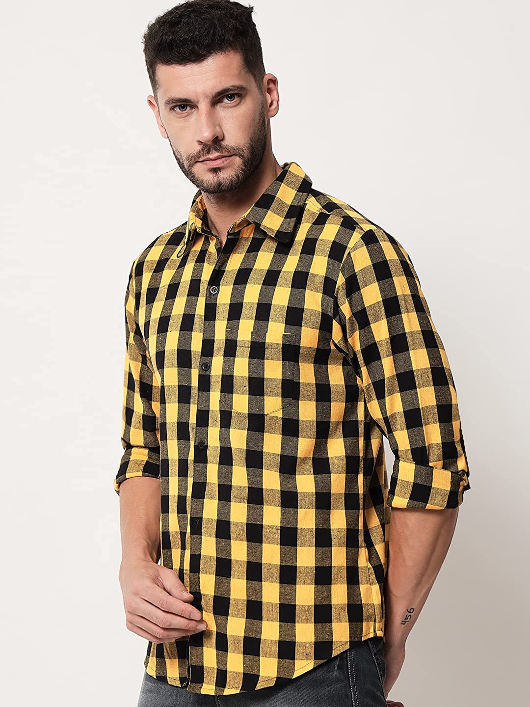 Vastraa Fusion Men's Cotton Checkered Shirt