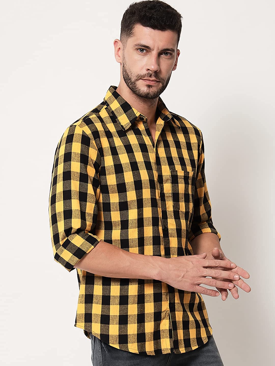 Vastraa Fusion Men's Cotton Checkered Shirt