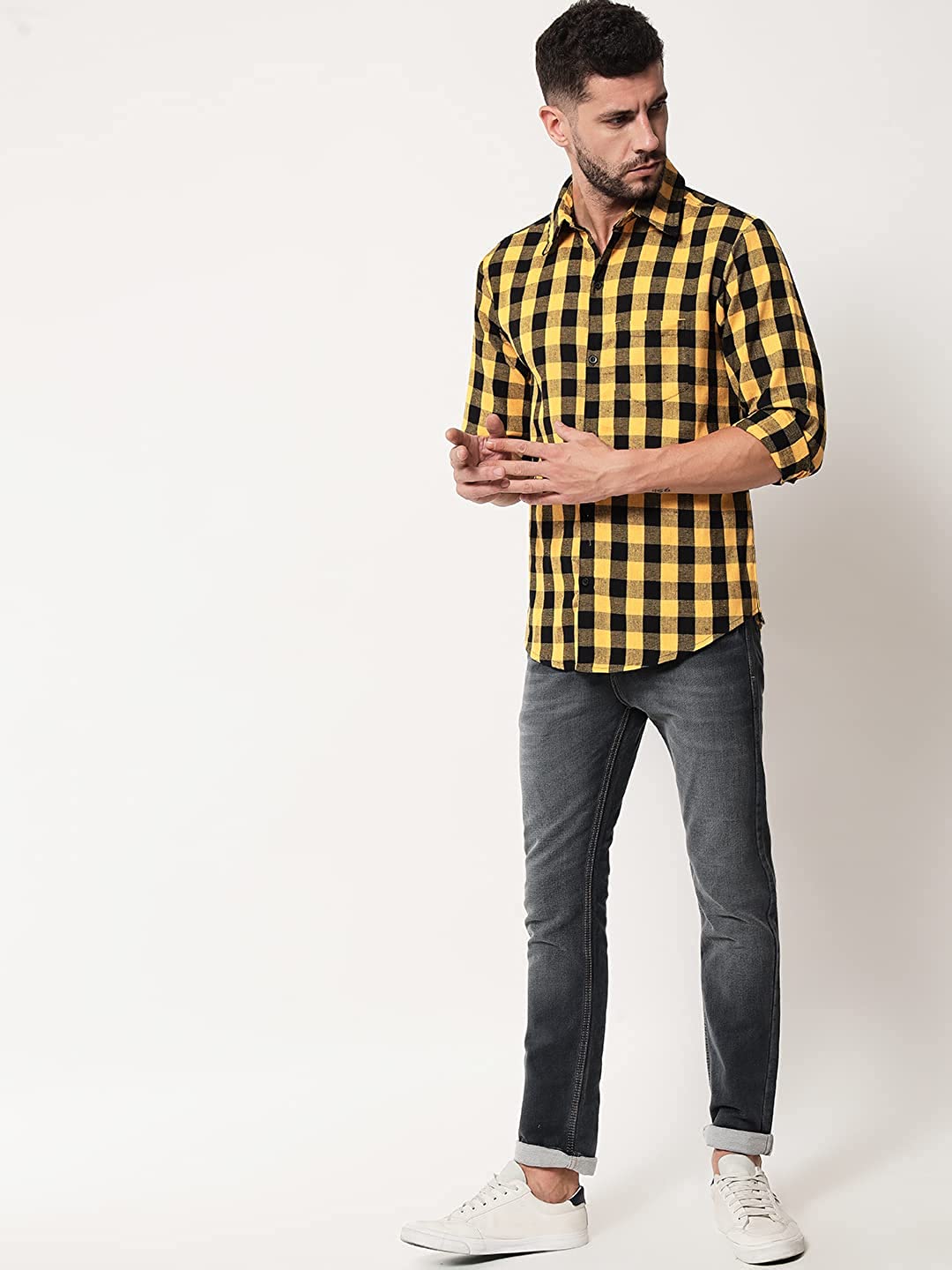 Vastraa Fusion Men's Cotton Checkered Shirt