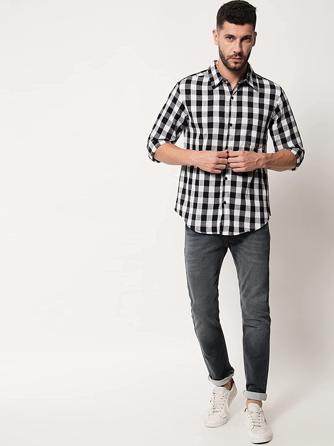 Vastraa Fusion Men's Cotton Checkered Shirt