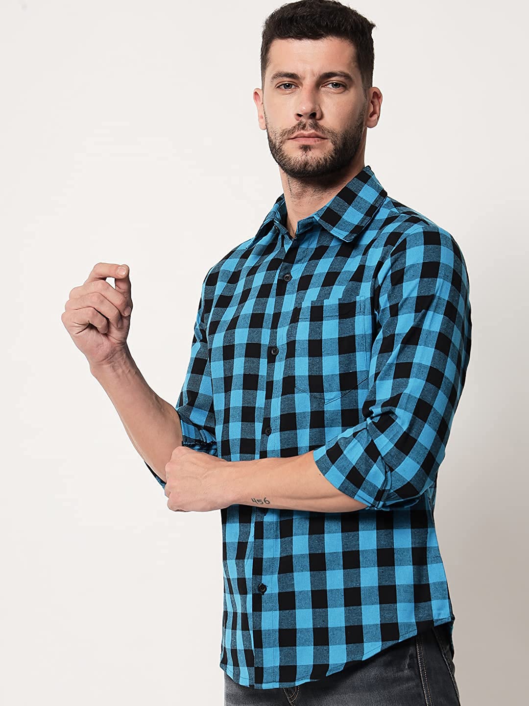 Vastraa Fusion Men's Cotton Checkered Shirt