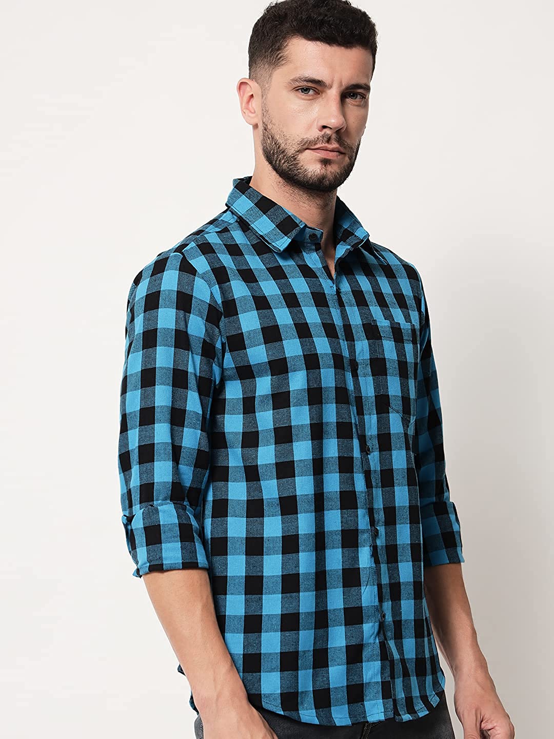 Vastraa Fusion Men's Cotton Checkered Shirt