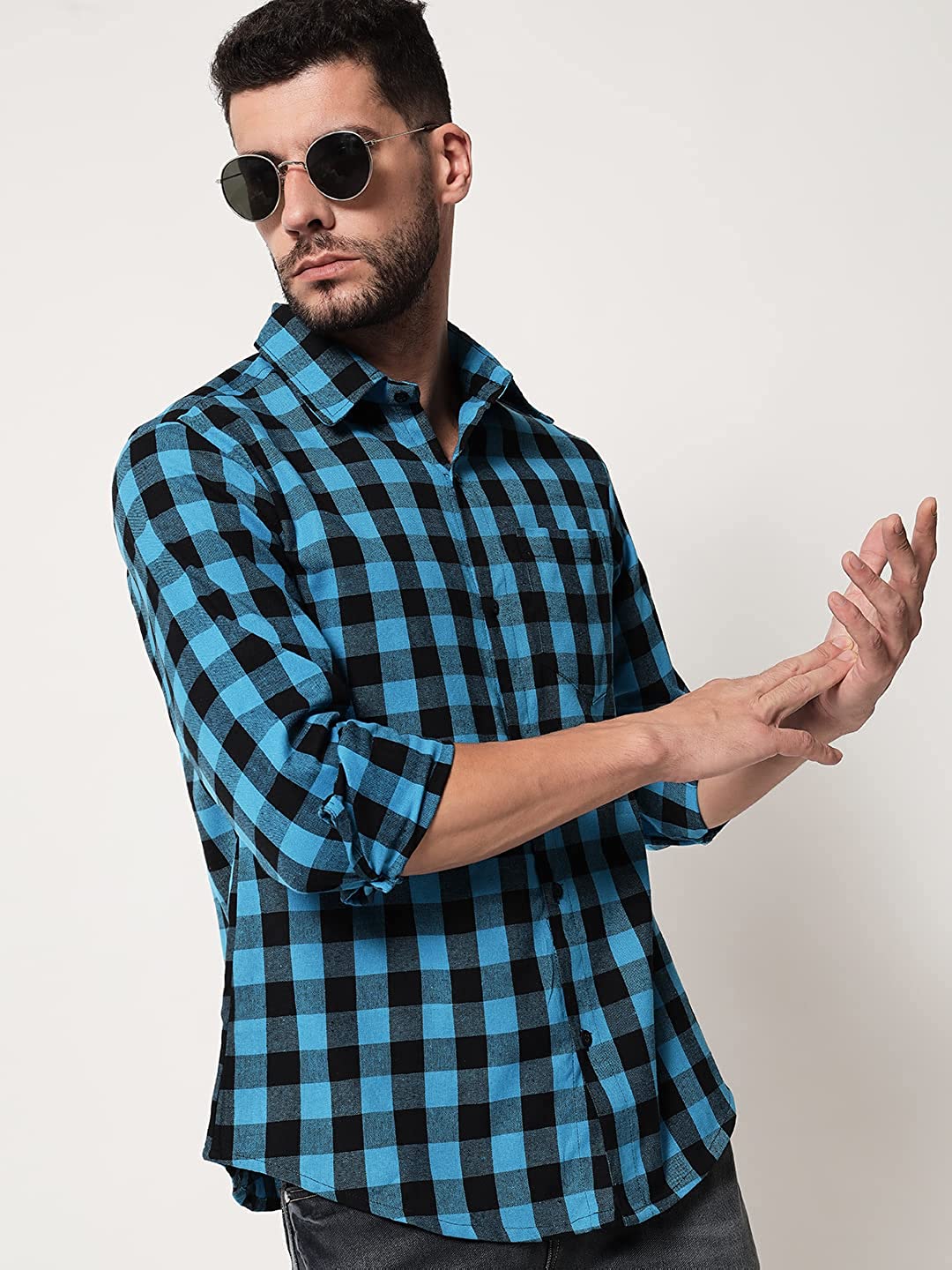 Vastraa Fusion Men's Cotton Checkered Shirt