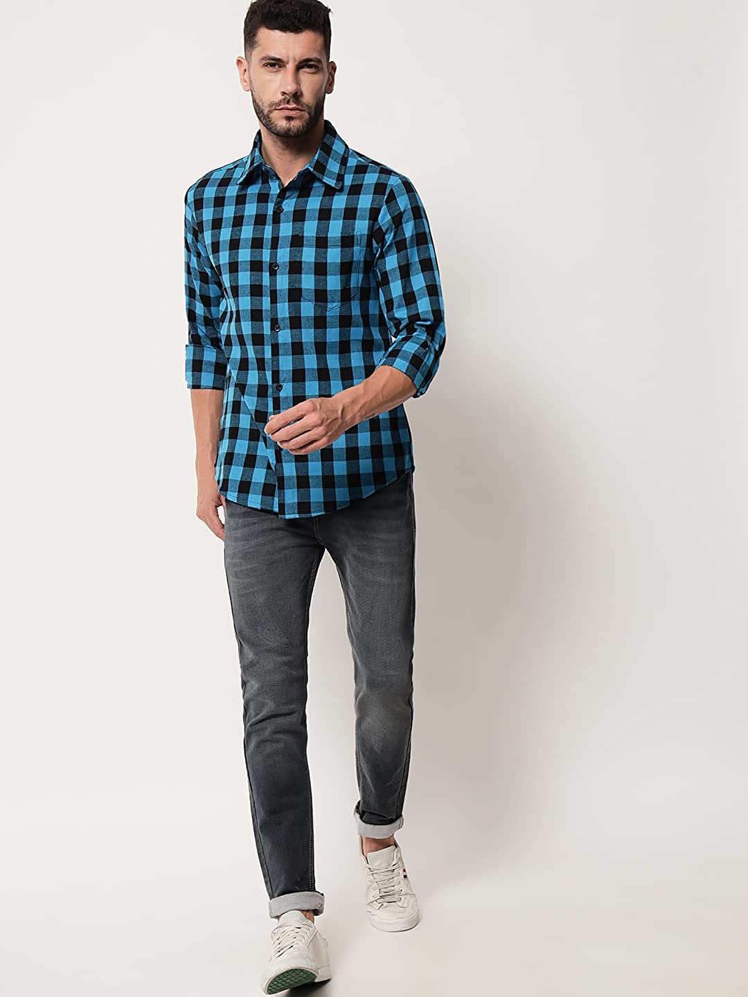 Vastraa Fusion Men's Cotton Checkered Shirt