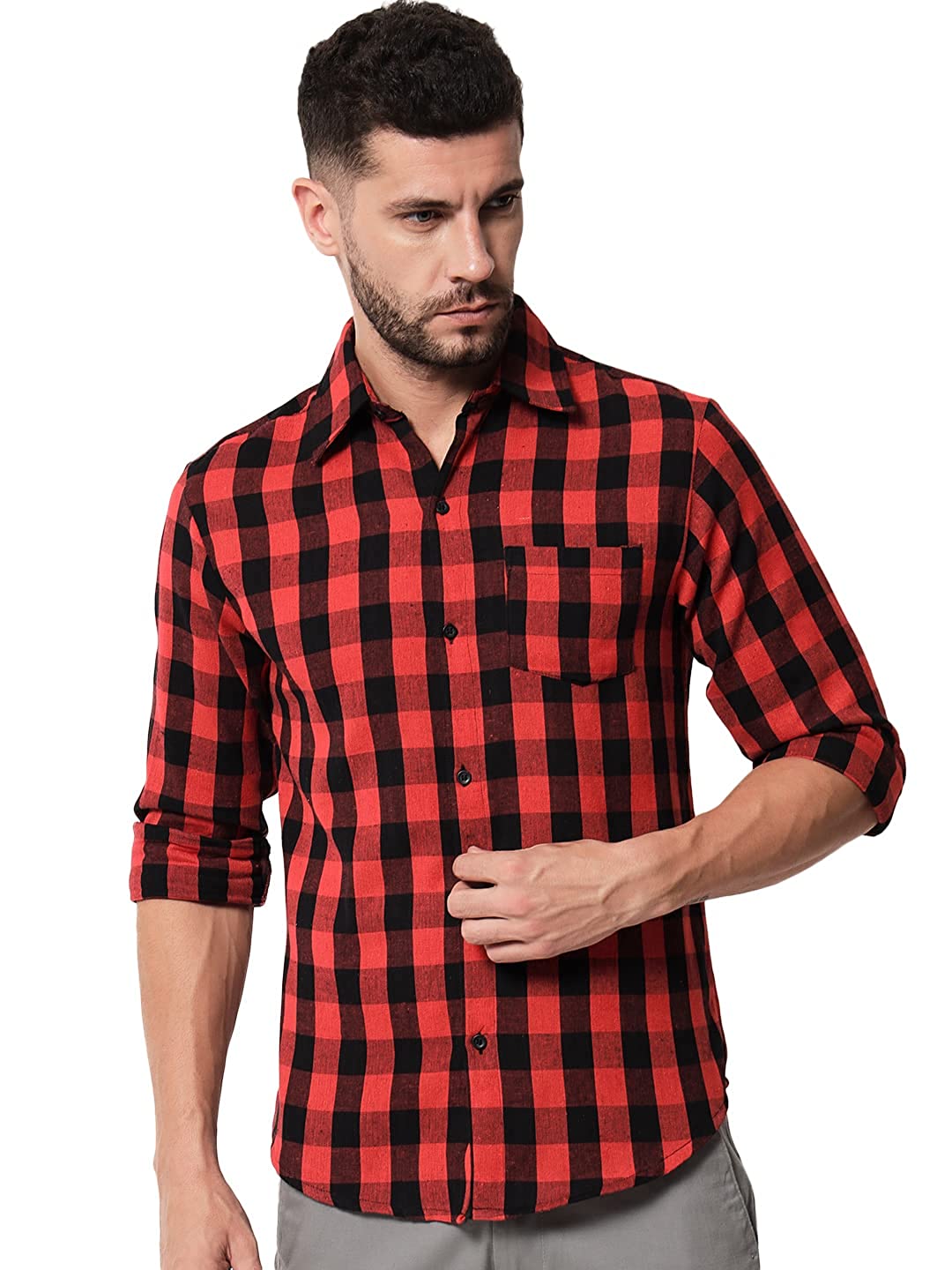 Vastraa Fusion Men's Cotton Checkered Shirt