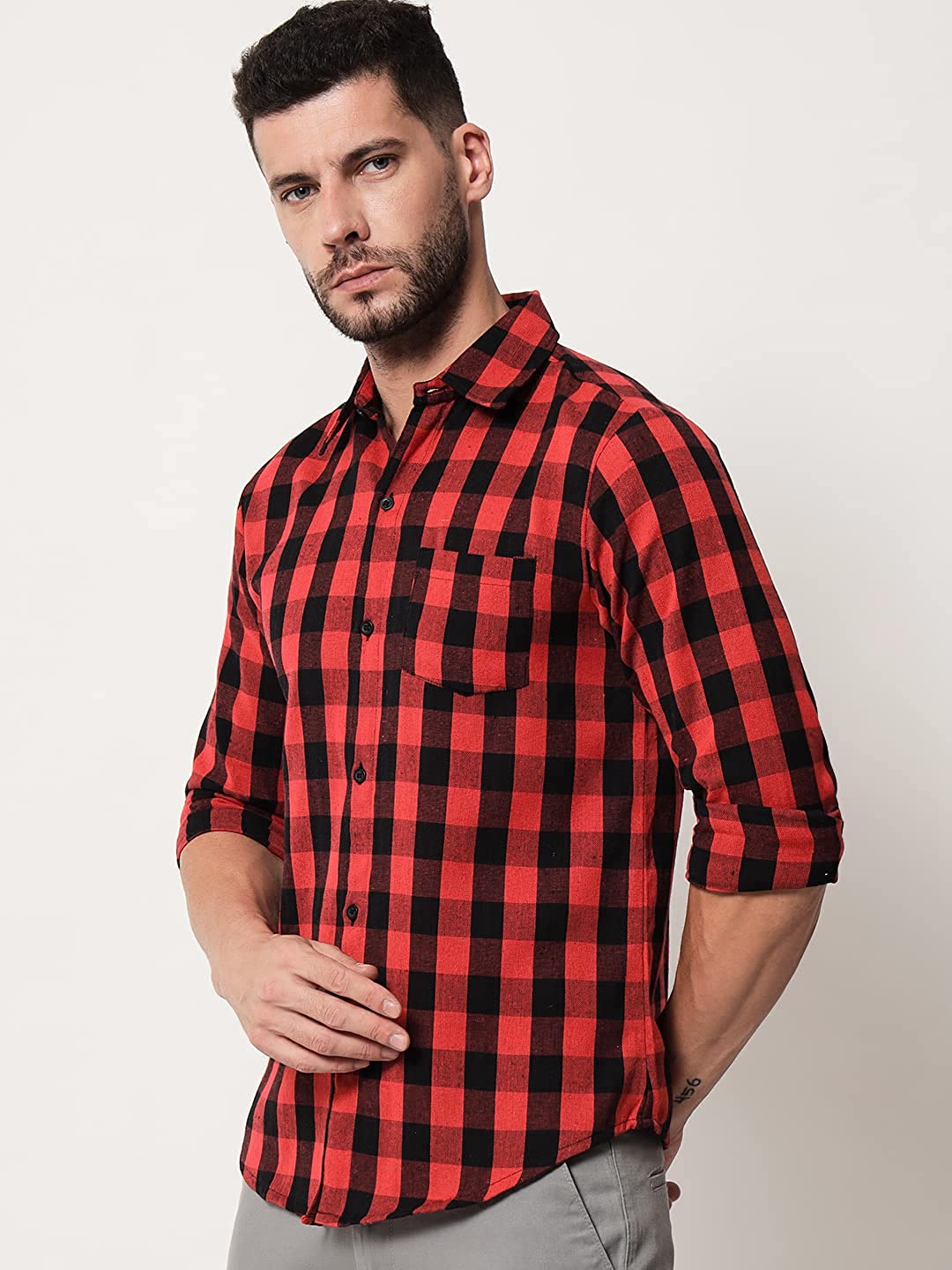 Vastraa Fusion Men's Cotton Checkered Shirt