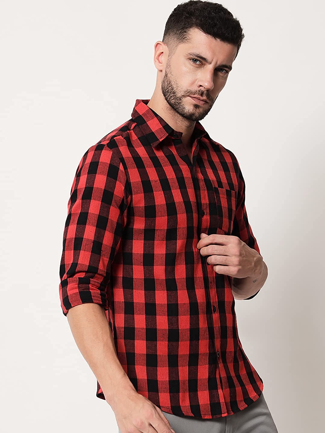 Vastraa Fusion Men's Cotton Checkered Shirt