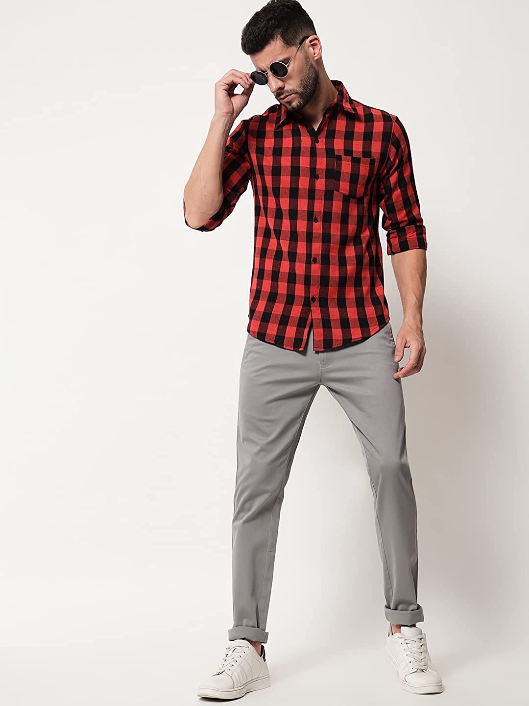 Vastraa Fusion Men's Cotton Checkered Shirt