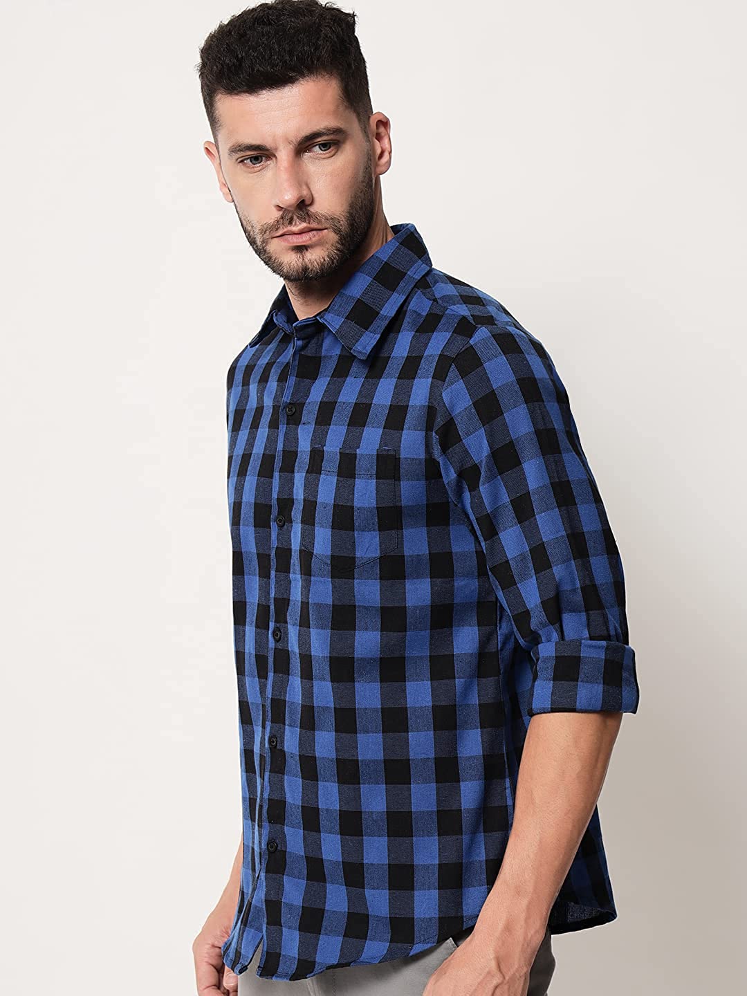 Vastraa Fusion Men's Cotton Checkered Shirt