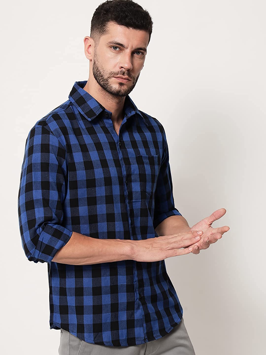 Vastraa Fusion Men's Cotton Checkered Shirt