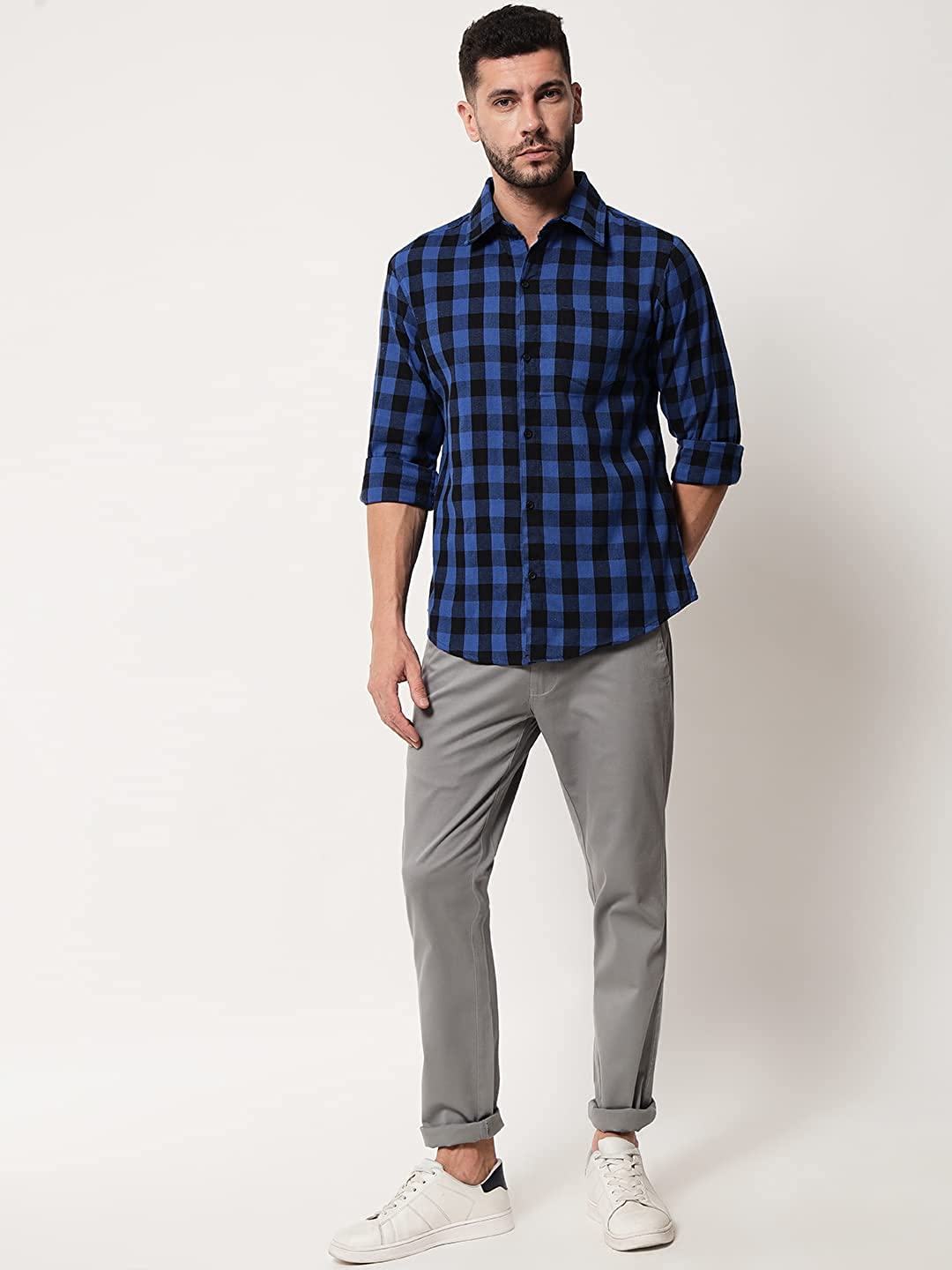 Vastraa Fusion Men's Cotton Checkered Shirt