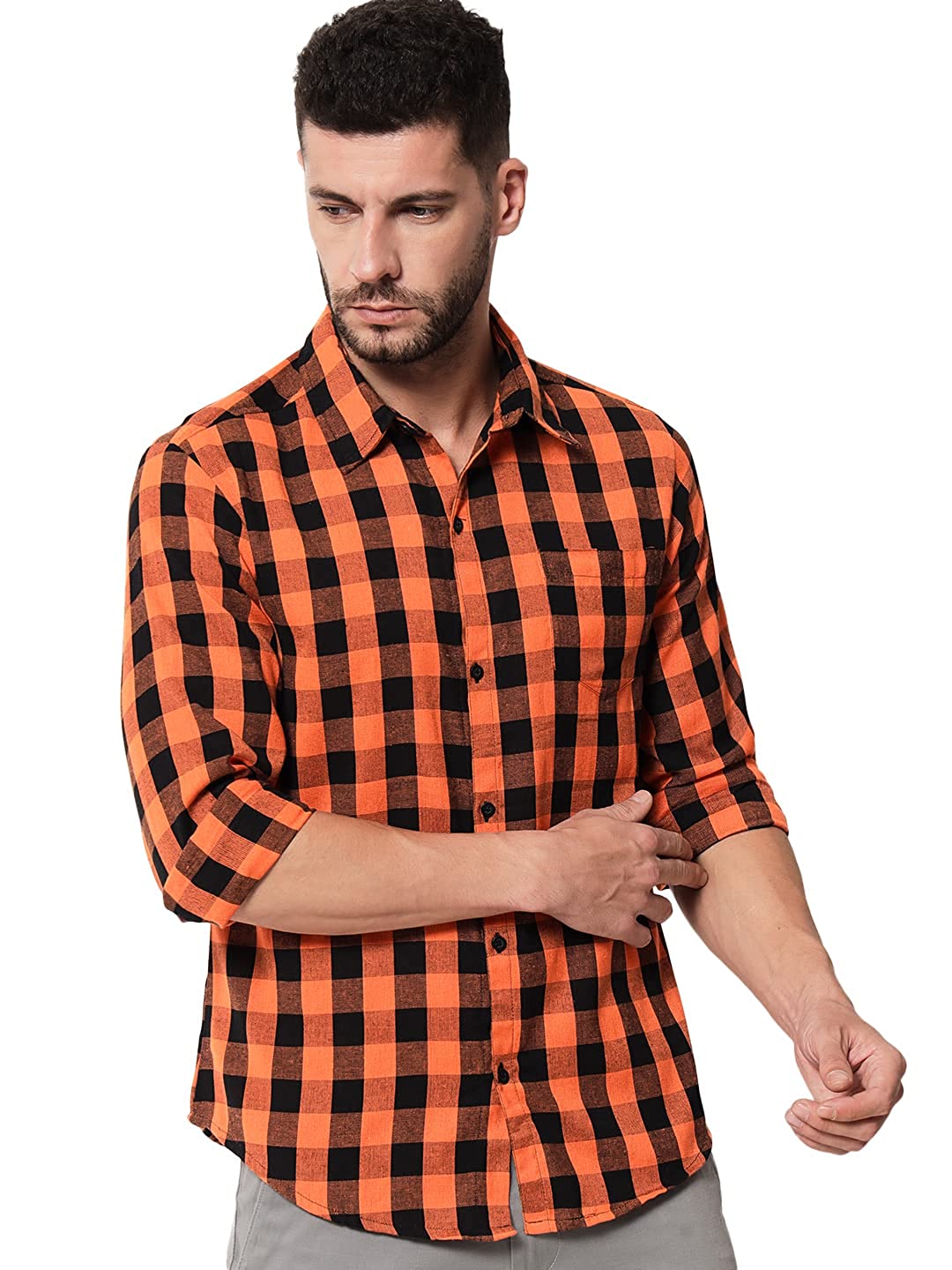 Vastraa Fusion Men's Cotton Checkered Shirt