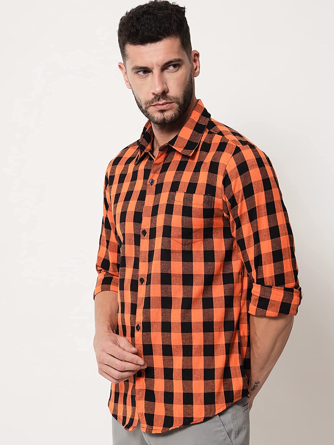 Vastraa Fusion Men's Cotton Checkered Shirt