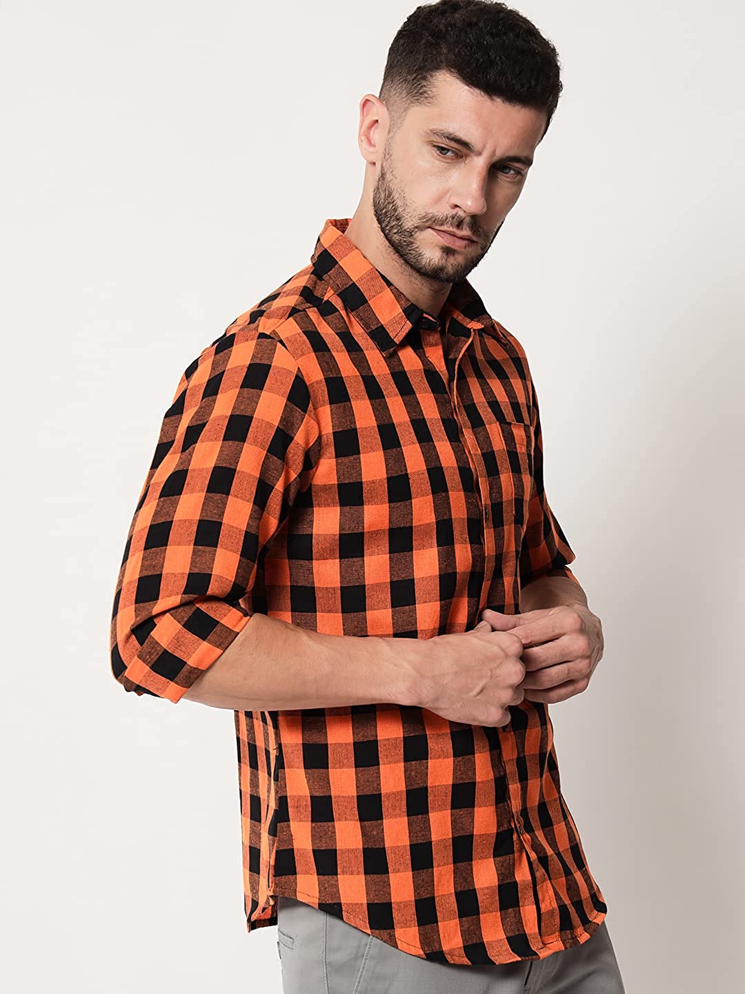 Vastraa Fusion Men's Cotton Checkered Shirt