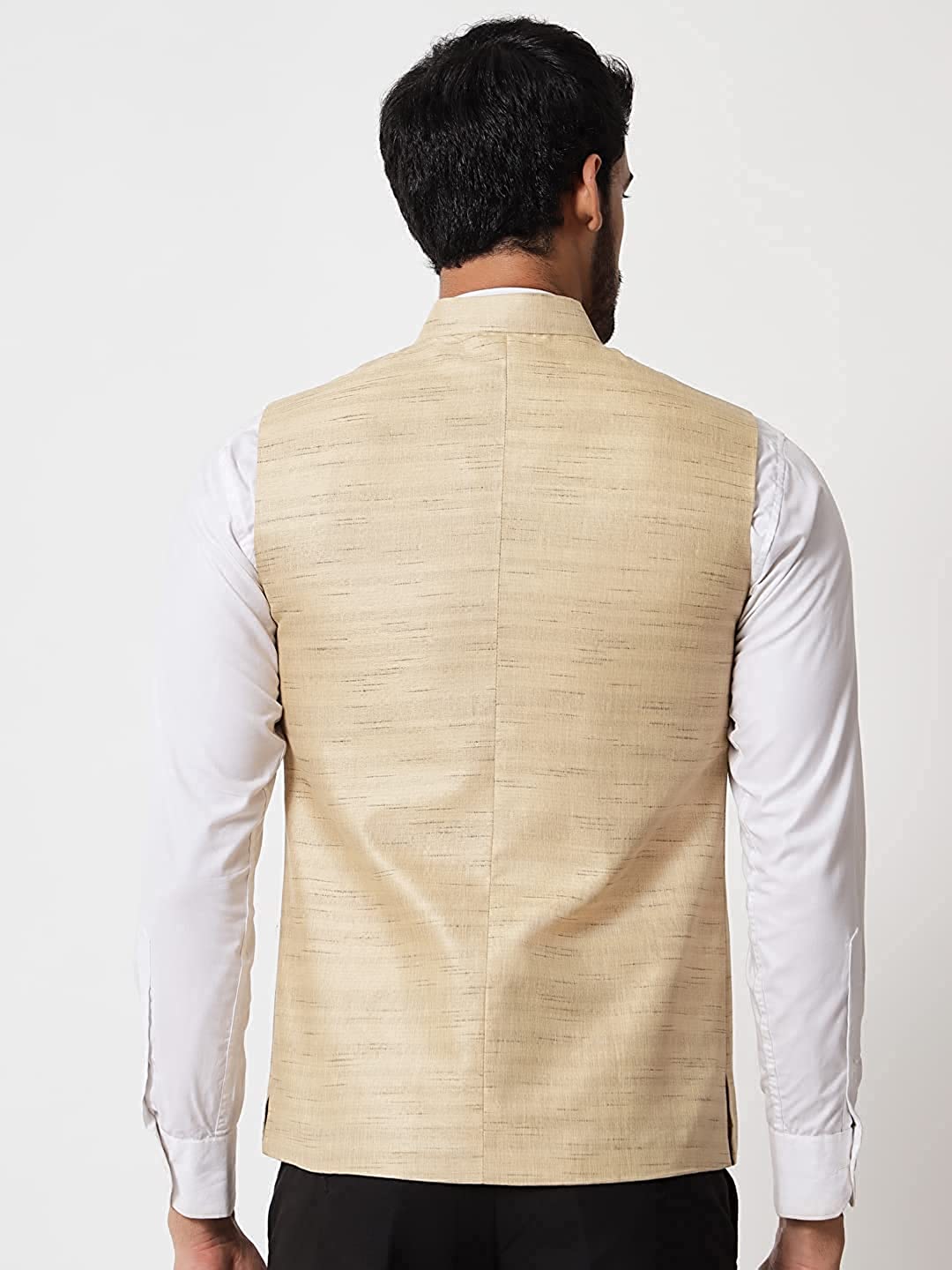 Vastraa Fusion Modi Jacket / Waistcoat Cotton Silk Look in Textured Print Nehru Jacket