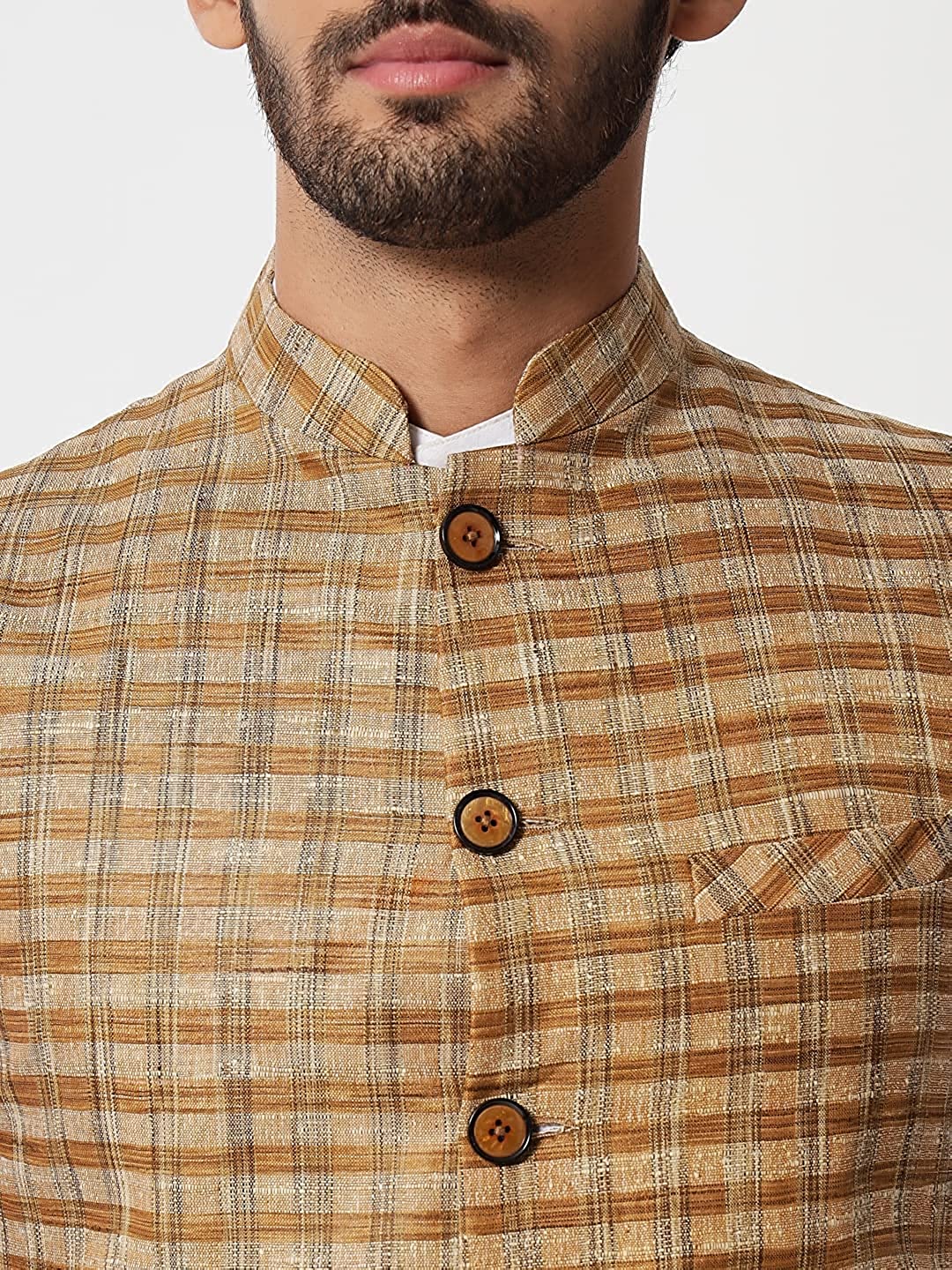 Vastraa Fusion Modi Jacket / Waistcoat - Chabila Block Check Patterns - South Cotton Jacket