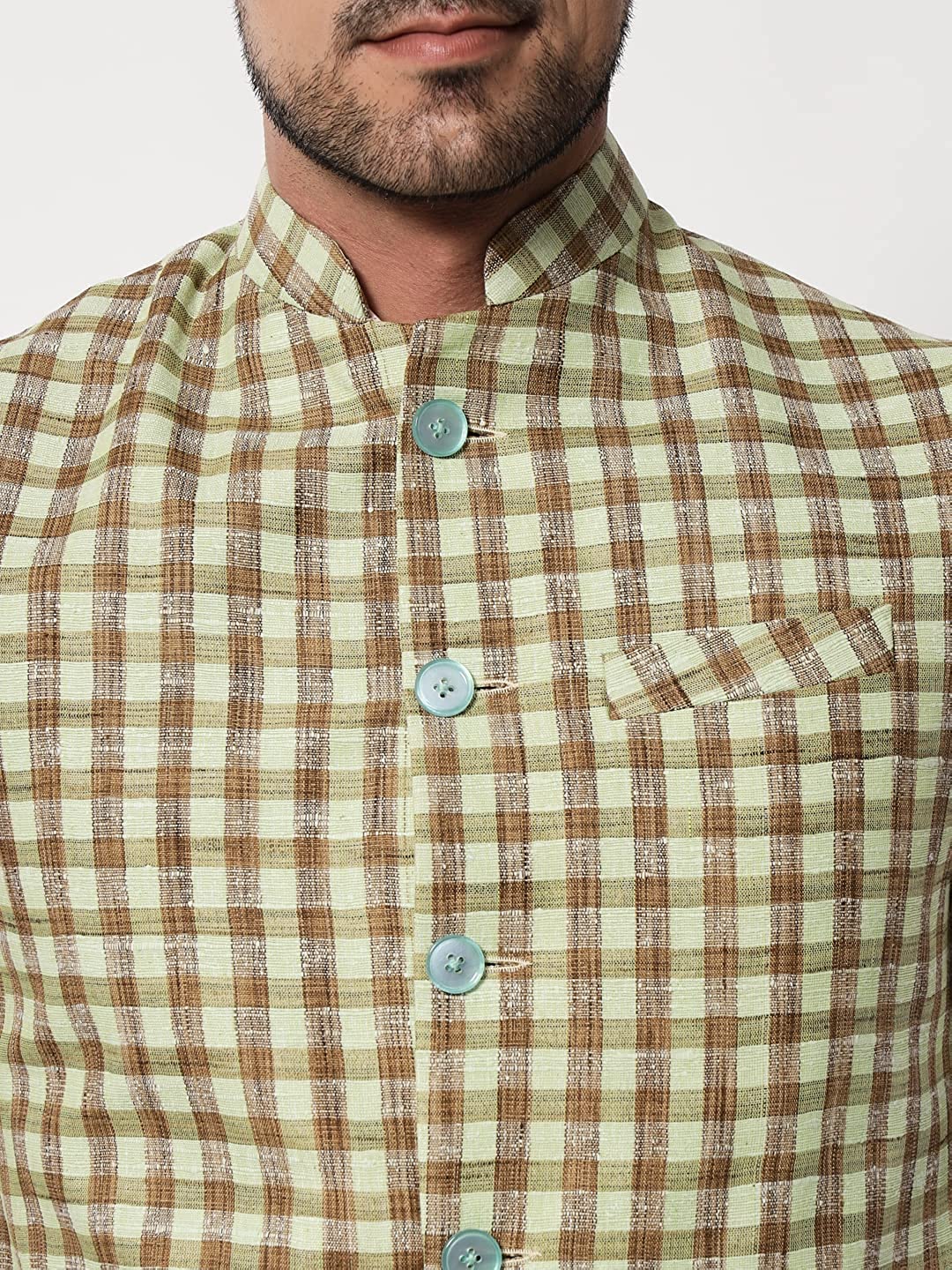 Vastraa Fusion Modi Jacket / Waistcoat - Chabila Block Check Patterns - South Cotton Jacket
