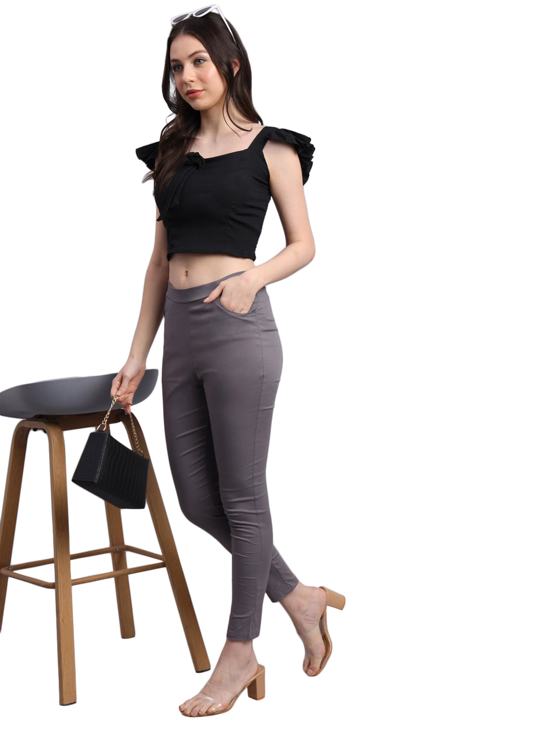 Vastraa Fusion Glamarours Cotton Stretchable Casual Cigarette Lycra Pants for Ladies/Women