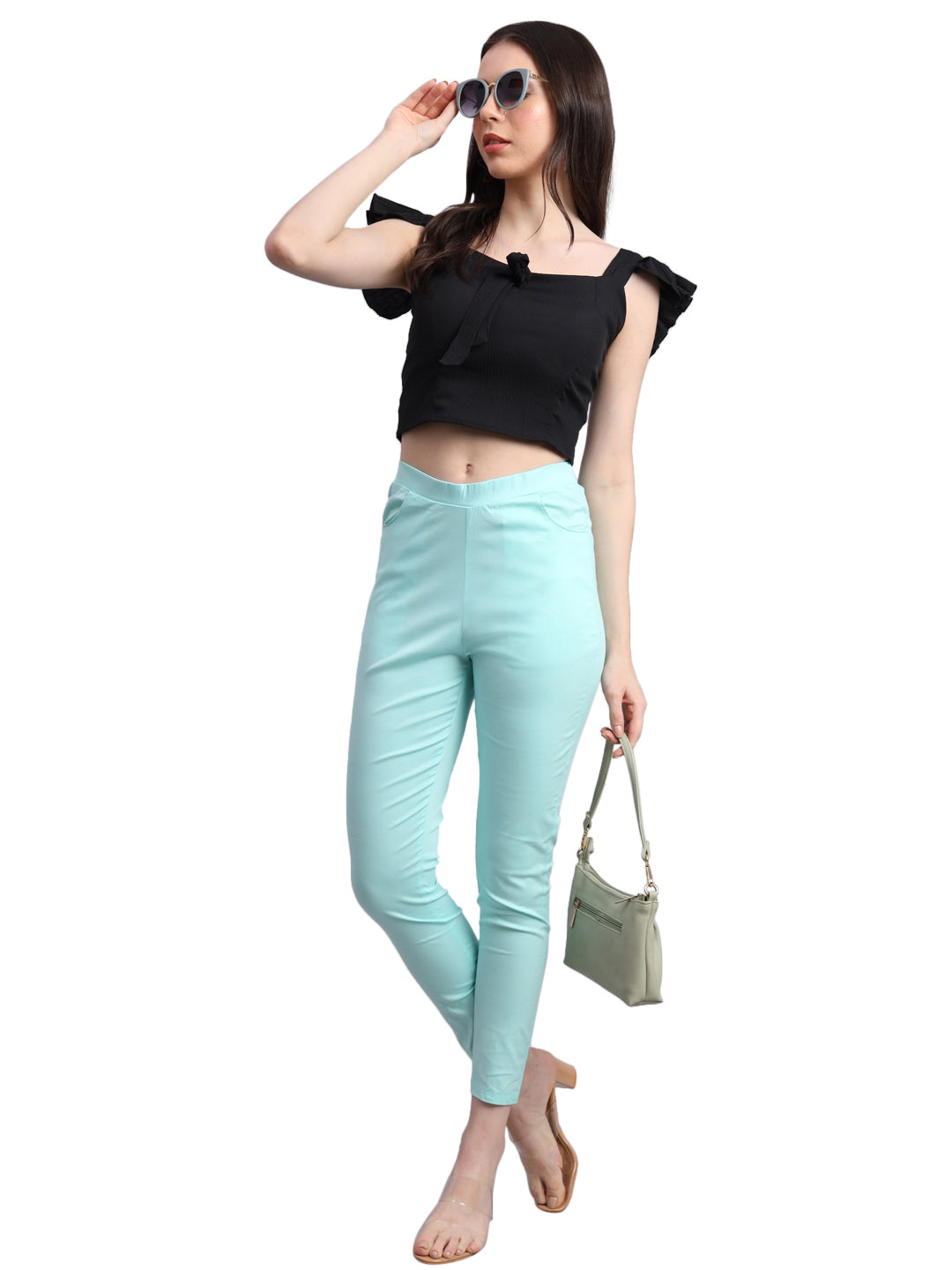 Vastraa Fusion Glamorous Cotton Stretchable Casual Cigarette Lycra Pants for Ladies/Women