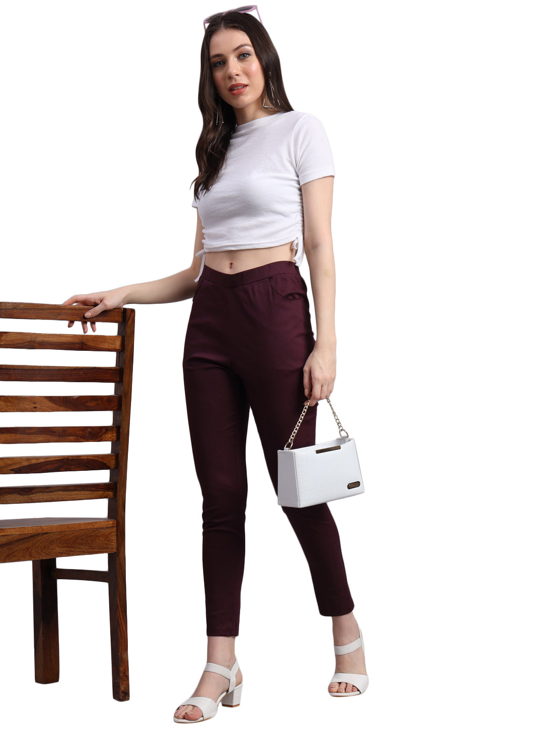 Vastraa Fusion Glamarours Cotton Stretchable Casual Cigarette Lycra Pants for Ladies/Women