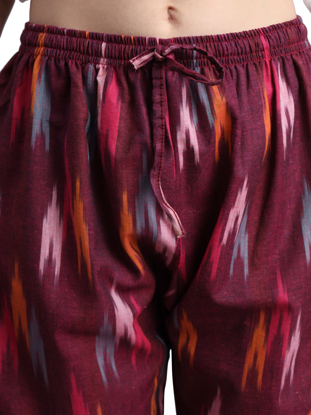 Women's Regular Fit Ikat Pattern Cotton Palazzo