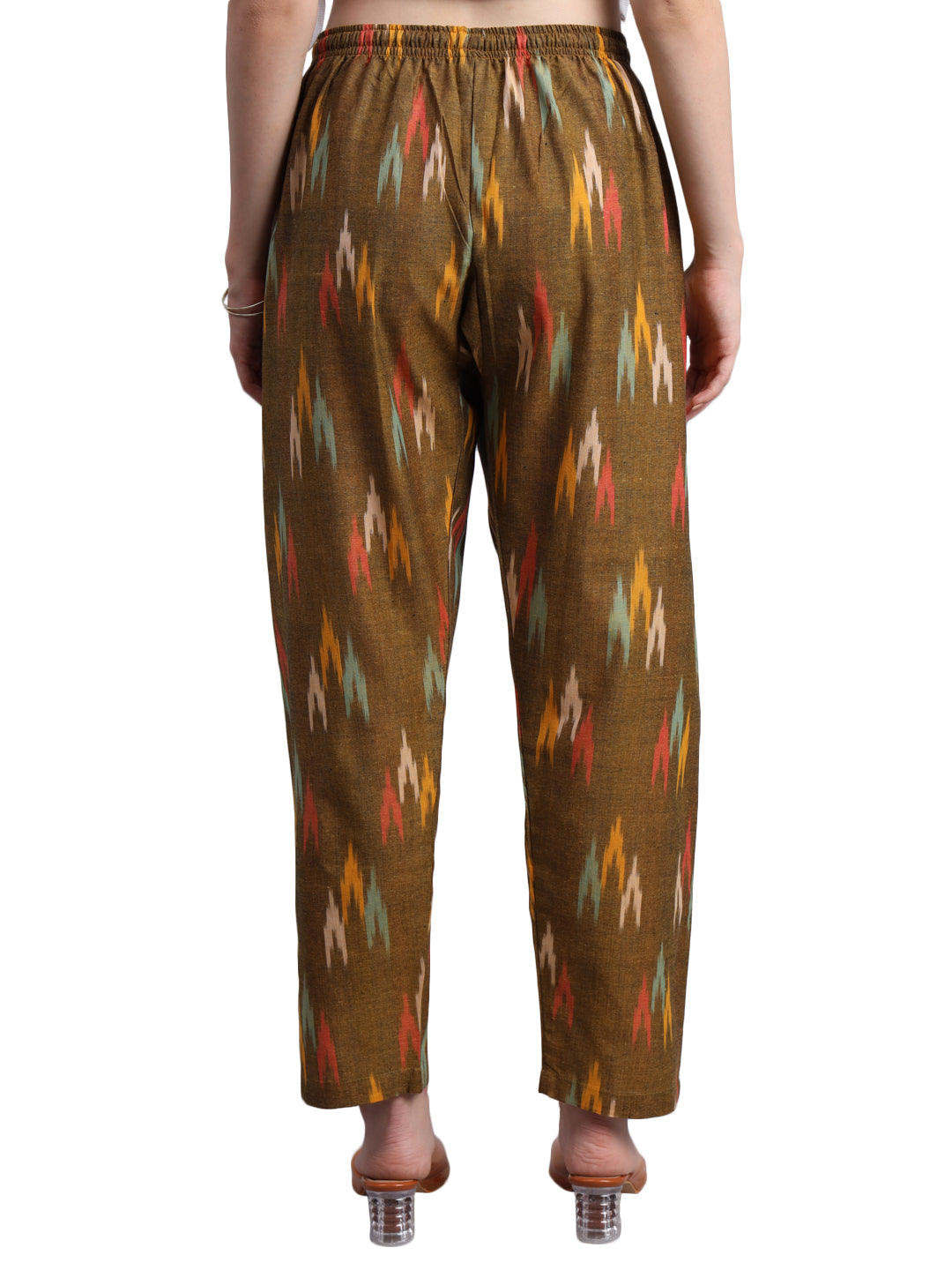 Women's Regular Fit Ikat Pattern Cotton Palazzo