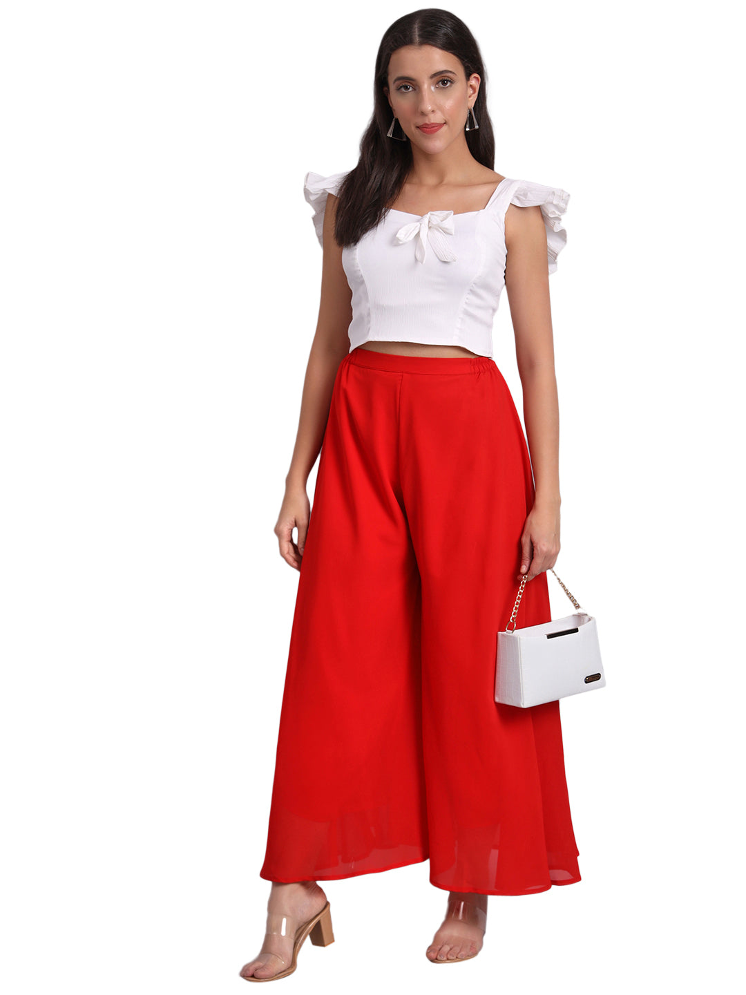 Vastraa Fusion Wide Fit Stylish Georgette Fabric Sharara Bottoms for Women's