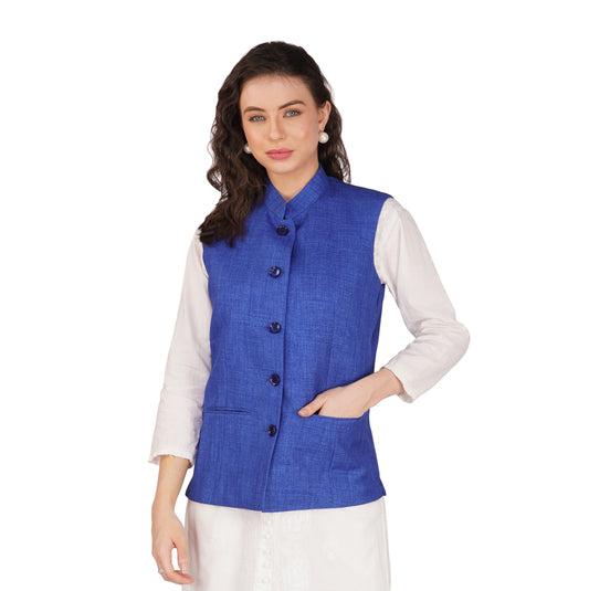 Vastraa Fusion Women's Solid Indian Ethnic Traditional Nehru Jacket/Waistcoat (VASTRAATS1419D)
