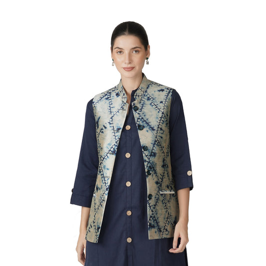 Digital Printed - Mango Silk Nehru Jacket Ladies Modi Jacket / Waistcoat