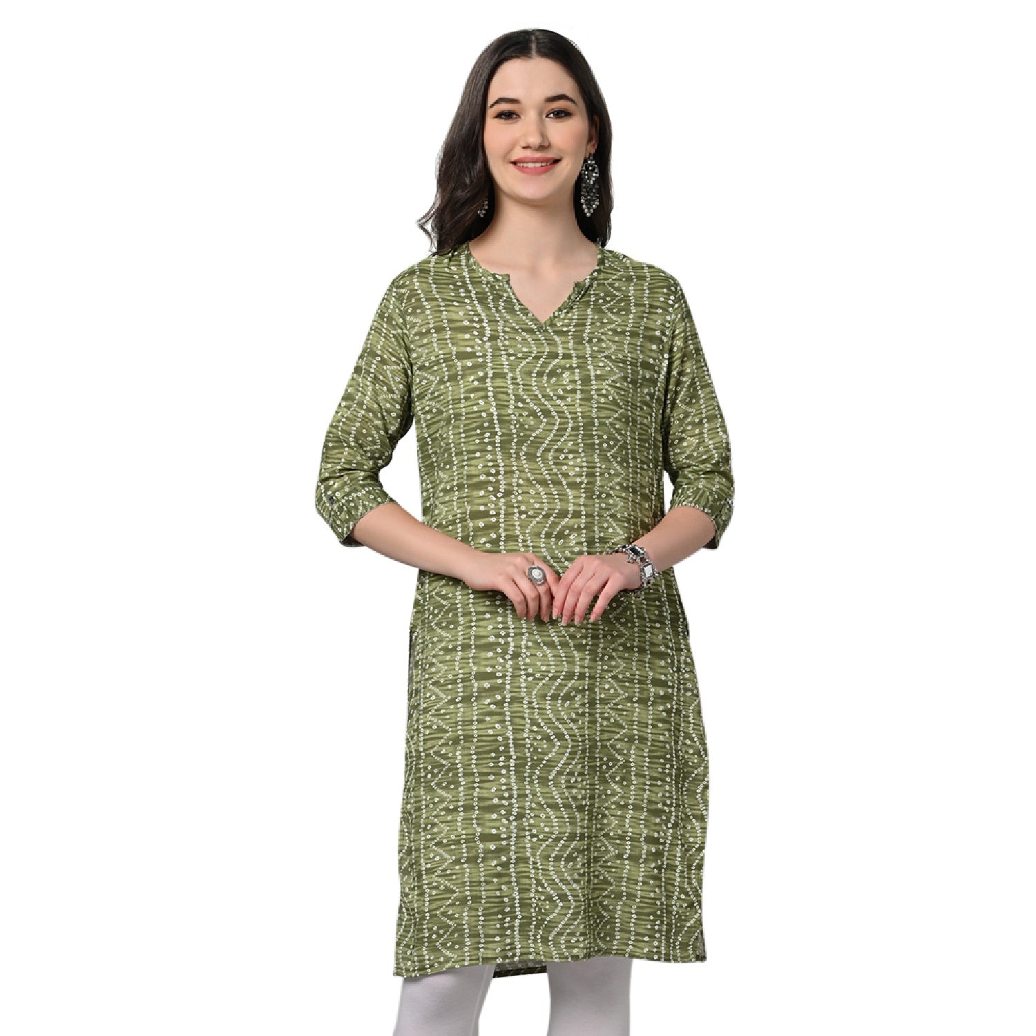 Vastraa Fusion Women s Rayon Festival and Regular Wear Bandhani Kurtis vastraa fusion