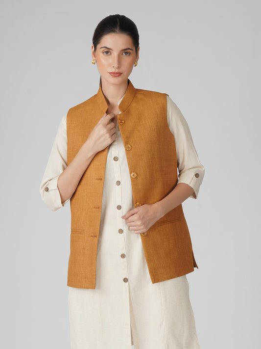 Vastraa Fusion Solid Indian Traditional Ethnic Waistcoat Festive Nehru jacket for Women