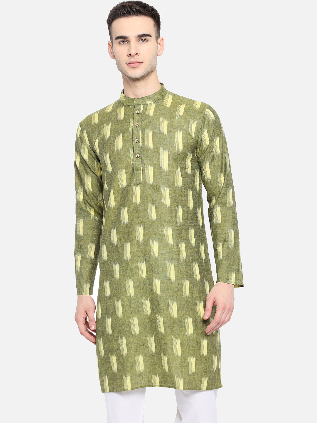 Kurta For Men South Cotton Khadi Look in Mix Ikkat Patterns Kurta