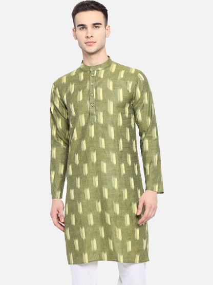 Kurta For Men South Cotton Khadi Look in Mix Ikkat Patterns Kurta