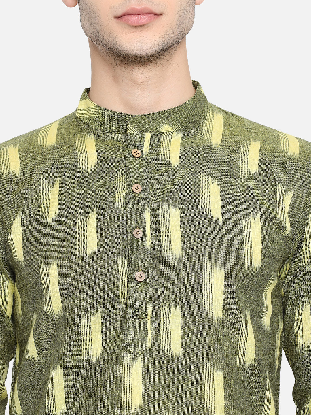 Kurta For Men South Cotton Khadi Look in Mix Ikkat Patterns Kurta