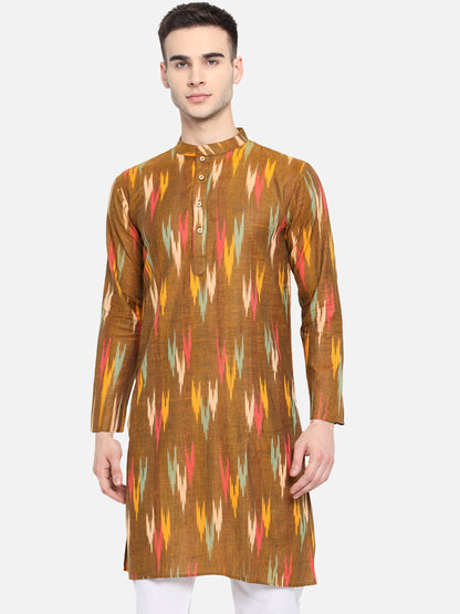 Kurta For Men South Cotton Khadi Look in Mix Ikkat Patterns Kurta