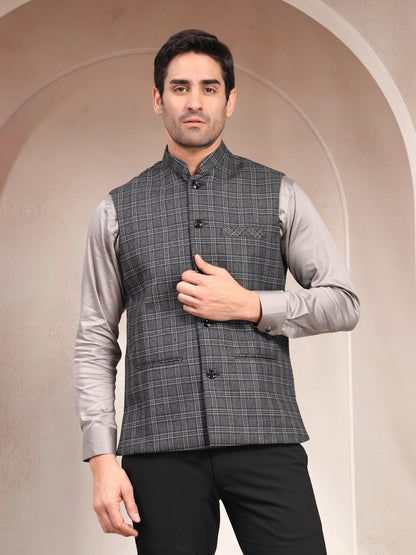 VASTRAA FUSION Men's Traditional Woolen Nehru Jacket Modi Waistcoat