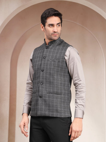 VASTRAA FUSION Men's Traditional Woolen Nehru Jacket Modi Waistcoat