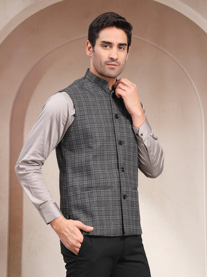 VASTRAA FUSION Men's Traditional Woolen Nehru Jacket Modi Waistcoat