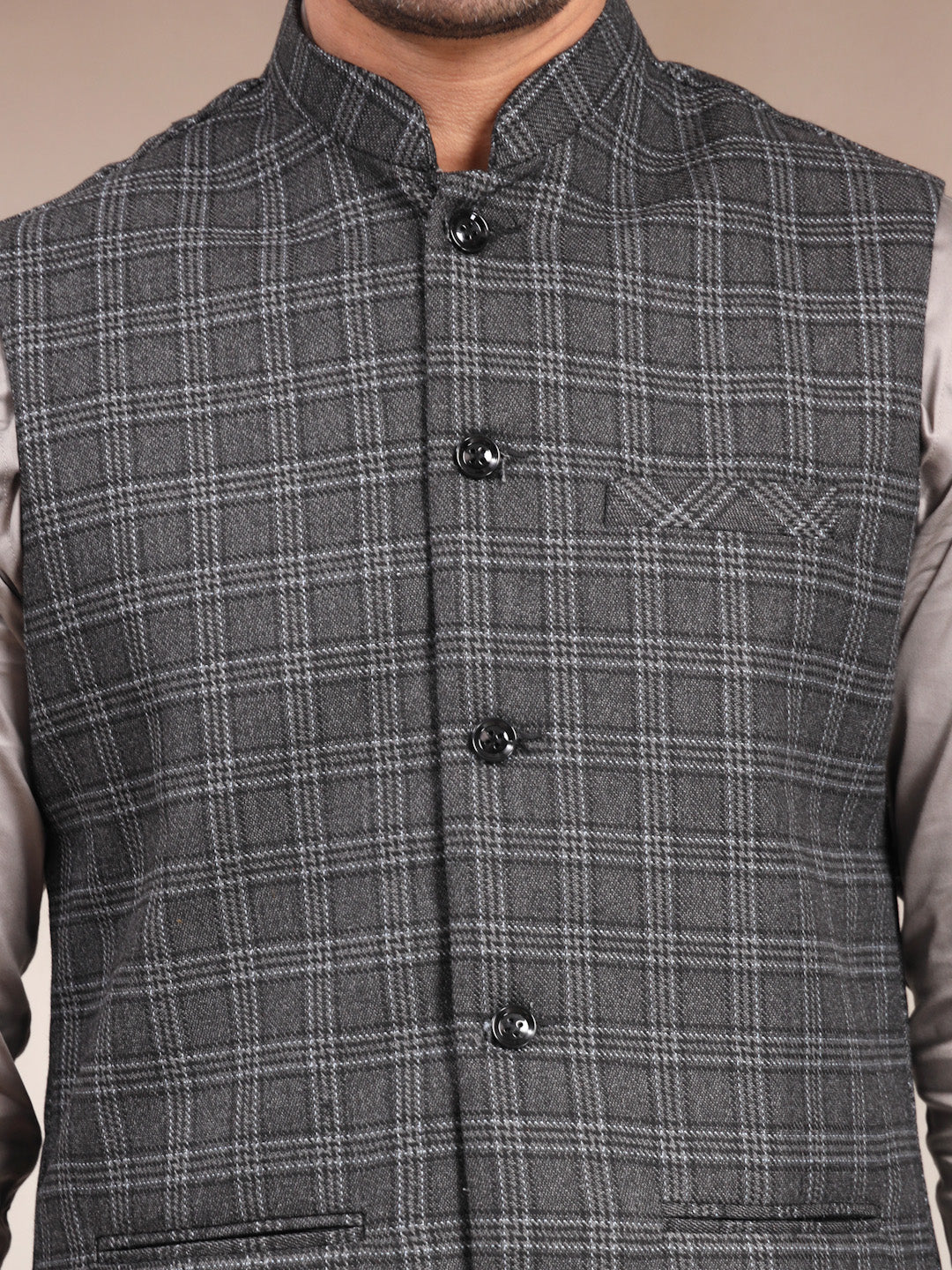 VASTRAA FUSION Men's Traditional Woolen Nehru Jacket Modi Waistcoat