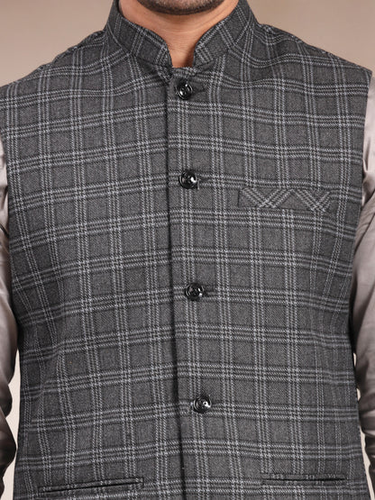 VASTRAA FUSION Men's Traditional Woolen Nehru Jacket Modi Waistcoat